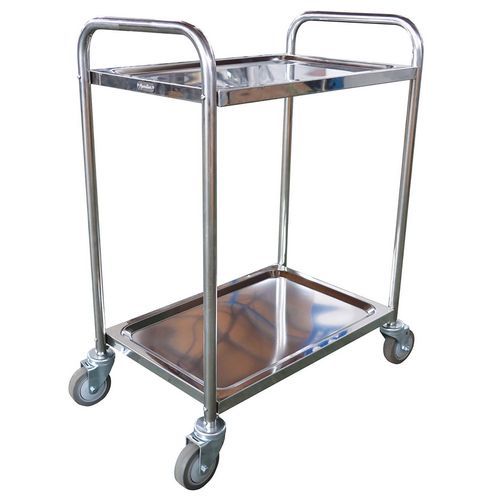 Chariot inox - 2 plateaux - Force 100 kg - Manutan