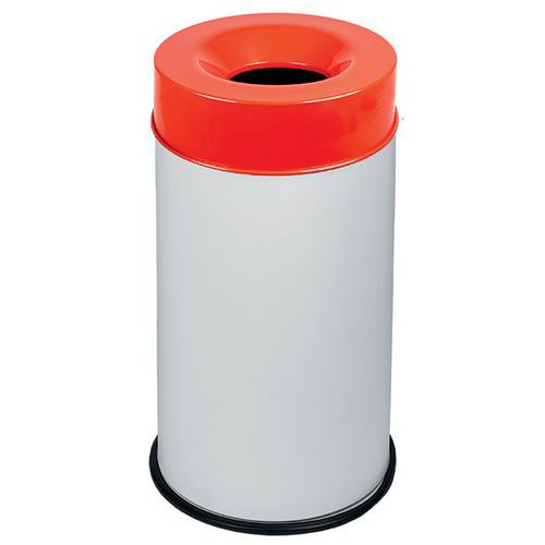 Feuerfester Mülleimer weiß mit Deckel 90 L