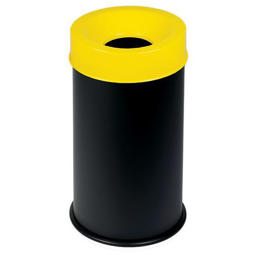 Feuerfester Mülleimer schwarz mit Deckel 50 L