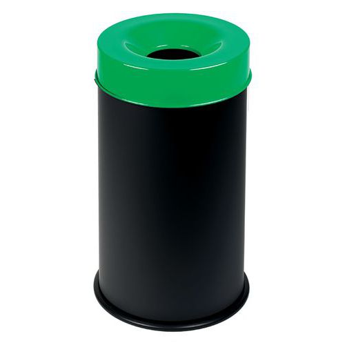 Corbeille noir anti-feu avec couvercle 50L