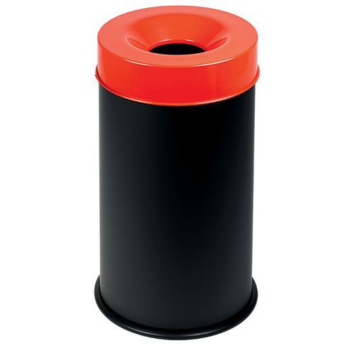 Feuerfester Mülleimer schwarz mit Deckel 50 L