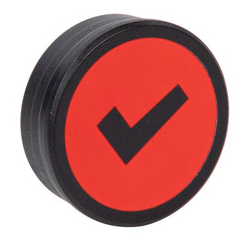 Runder Magnet mit Symbol „Bestätigt“