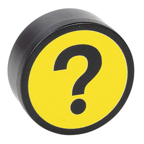 Runder Magnet mit Symbol „Fragezeichen“