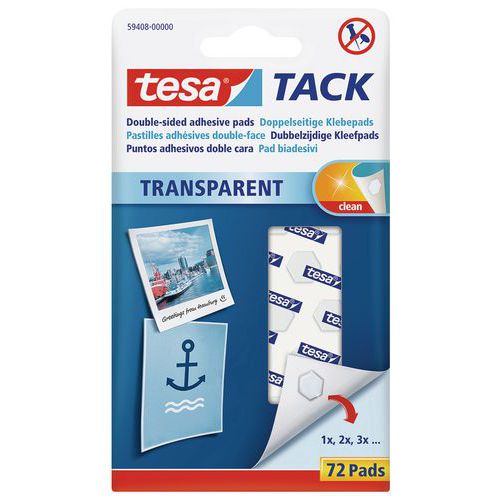 Transparente Klebepunkte, doppelseitig, Tesa® - Packung mit 72