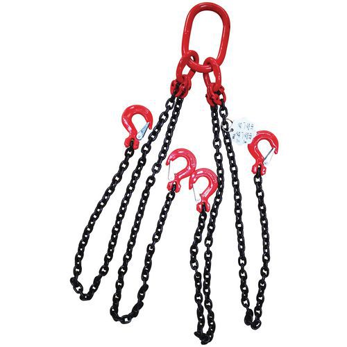 Élingue chaîne 4 brins crochet à linguet- Force 2.36 T- Manutan Expert
