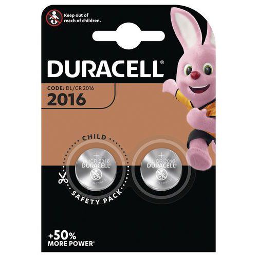 Pile bouton Lithium CR2016 - Pack de 2 - Duracell