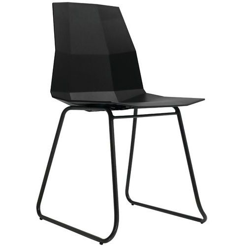 2 Cube-Stühle - Schwarzer Trapezfuß / Schwarzer Sitz