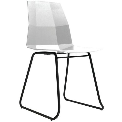 Set aus 2 Cube-Stühlen - Schwarzer Trapezfuß/weiße Sitzfläche - Paperflow