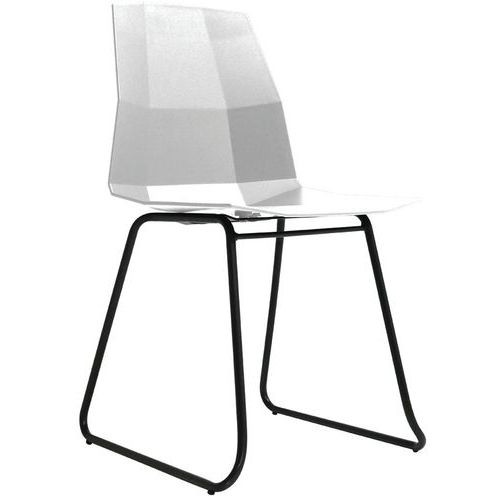 Lot de 2 chaises cube - Pied trapeze noir / Assise blanche - Paperflow