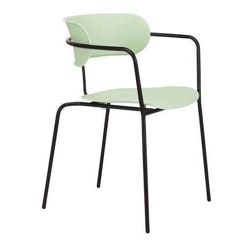 Set mit 4 Bistro-Stühlen - Schwarzer Fuß/grüne Sitzfläche - Paperflow