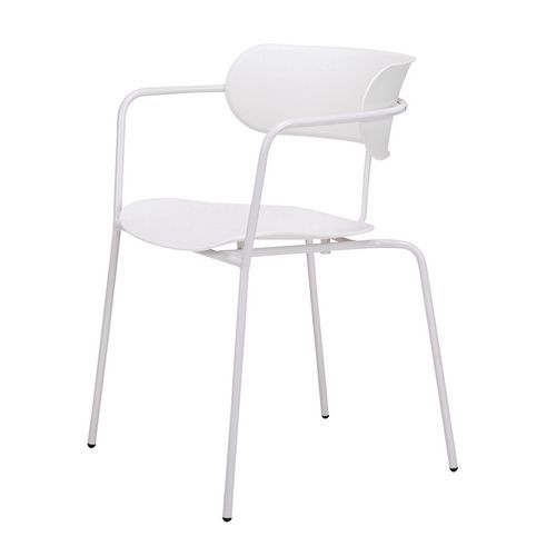 Set mit 4 Bistro-Stühlen - Weißer Fuß/weiße Sitzfläche