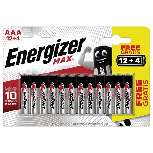 Batterie Max AAA/LR03 - 12 Stück + 4 - Energizer