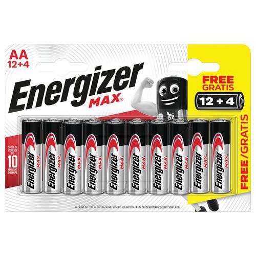 Batterie Alkaline Max AA/LR6 - 12 Stück + 4 - Energizer