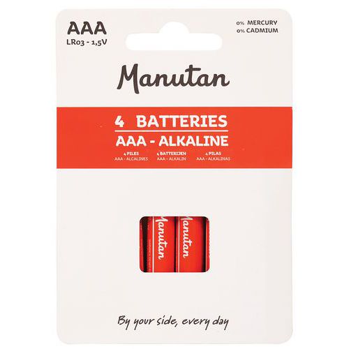 Alkali-Batterie AAA/LR03 - 4 Stück - Manutan Expert