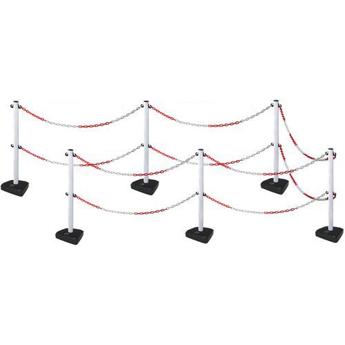 Pfosten mit doppelter Kette auf Sockel - 6er-Set Pfosten - Manutan Expert Pfosten mit doppelter Kette auf Sockel - 6er-Set Pfosten - Manutan Expert