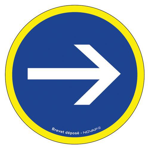 Gebotsschild mit Leuchtfarben - Vorgeschriebene Fahrtrichtung - Starr - Novap