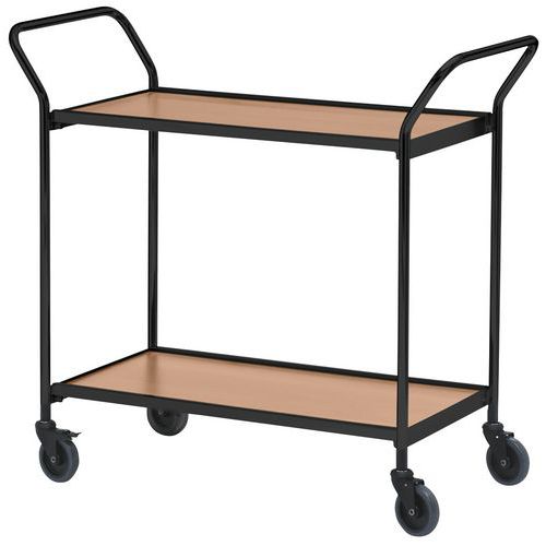 Tischwagen in Schwarz mit zwei Griffen - 2 Platten - Tragkraft 150 kg