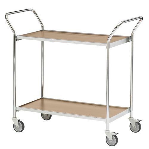 Table roulante finition gris deux poignées - 2 plateaux - Capacité 150 kg