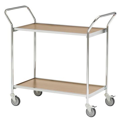 Tischwagen in Grau mit zwei Griffen - 2 Platten - Tragkraft 150 kg