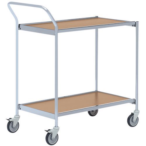Tischwagen, grau mit Griff - 2 Platten - Tragkraft 150 kg