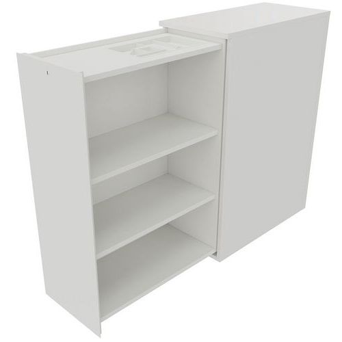 Weißer Kasten mit seitlicher Öffnung, links - Höhe 115 cm - feste Schubladen Weißer Kasten mit seitlicher Öffnung, links - Höhe 115 cm - feste Schubladen