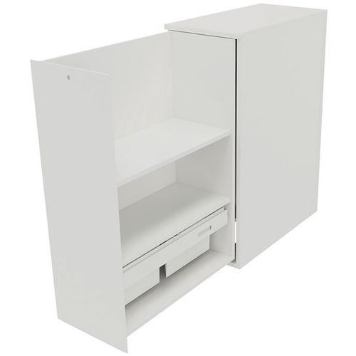 Caisson blanc à ouverture latérale gauche - Hauteur 115 cm - Tiroirs fixes + 1 téléscopique Caisson blanc à ouverture latérale gauche - Hauteur 115 cm - Tiroirs fixes + 1 téléscopique