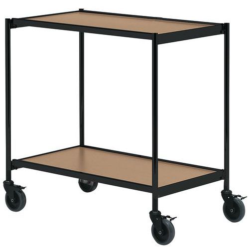 Table roulante noire - 2 plateaux - Capacité 150 kg
