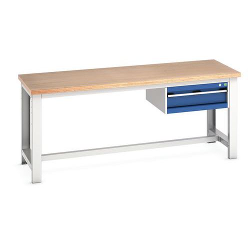 Arbeitstisch Cubio mit 1 Schubfach - Breite 200 cm - Mehrschichtig