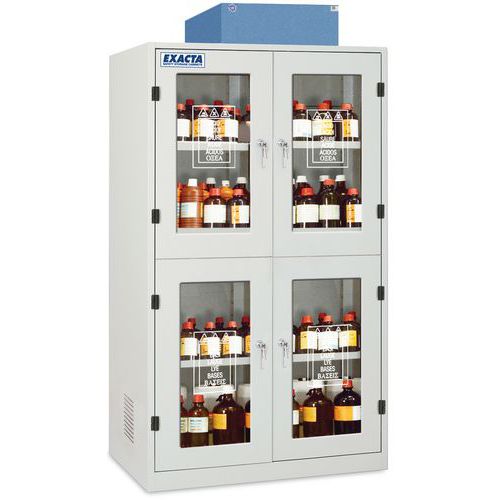 Sicherheitshochschrank mit 4 Glastüren - 4 Fächer - Exacta