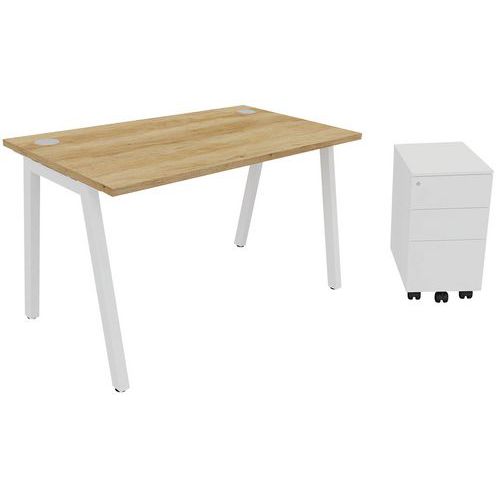 Set Trendy: Schreibtisch 120 x 70 cm + Rollcontainer weiß