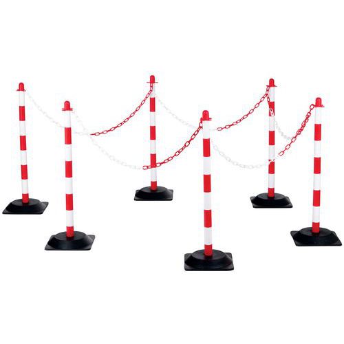 Pfosten mit Sockel und Kette aus Polyethylen - 6 Stück - Crash Stop