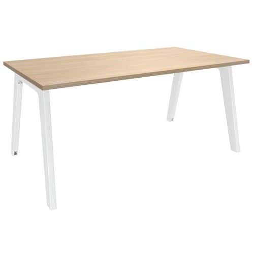 Schreibtisch, einseitig, Eiche hell/weiß, Steely