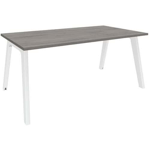 Schreibtisch, einseitig, Eiche grau/weiß, Steely
