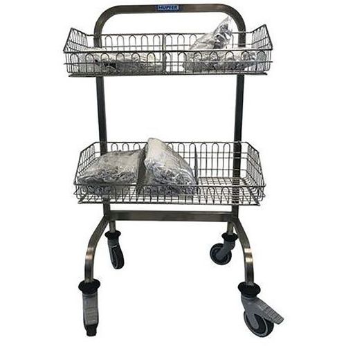 Chariot médical inox avec paniers - Avec séparateur
