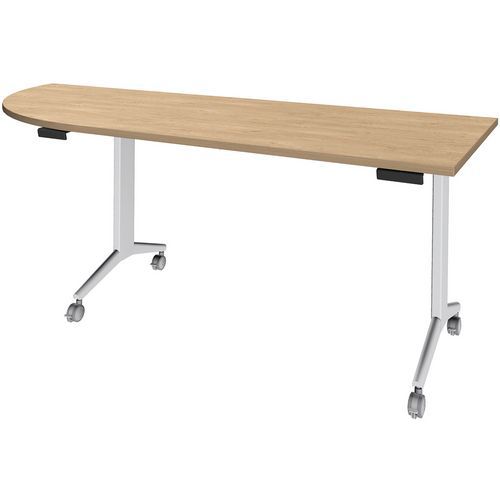 Tisch Idora 200 x 80 cm links abgewinkelt Fuß weiß