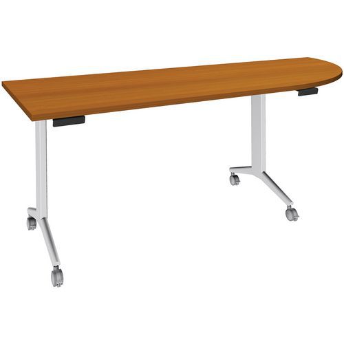 Tisch Idora 200 x 80 cm rechts abgewinkelt Fuß weiß
