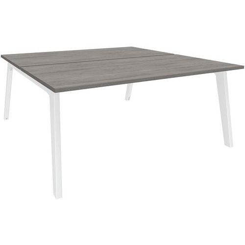 Schreibtisch, doppelseitig, Eiche grau/weiß, Steely