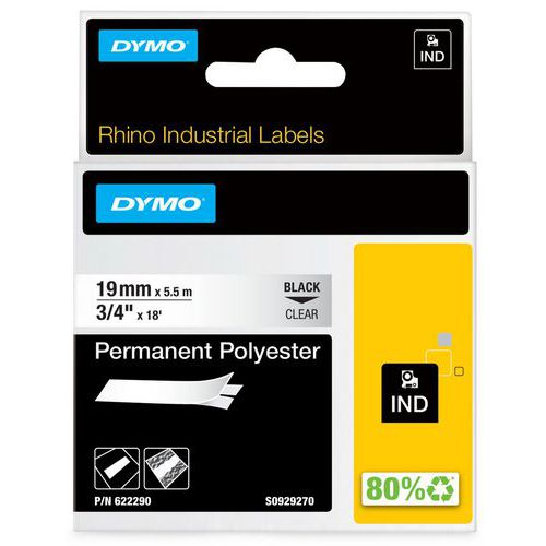 Ruban étiquette Industrielle Rhino en polyester Auto-adhésive - Dymo