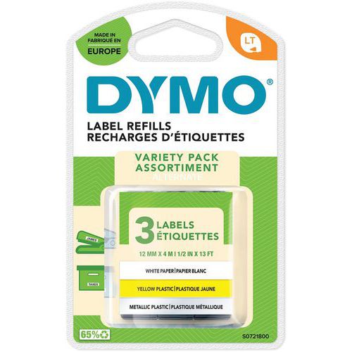 Ruban d'étiquettes adhésives LetraTag - Assortiment 3 rubans - Dymo