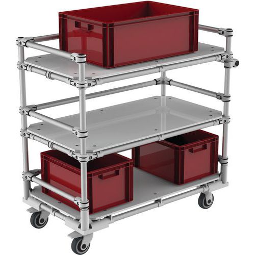 Chariot aluminium pour bacs avec rebords - 350 kg - Trilogiq