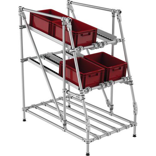 Mini-Rack mit Rollen für das Picking - vorne winkelförmig - Trilogiq