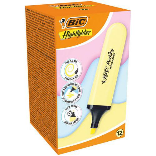 Surligneur plat Bic Marking Pastel Pointe biseautée - Bic