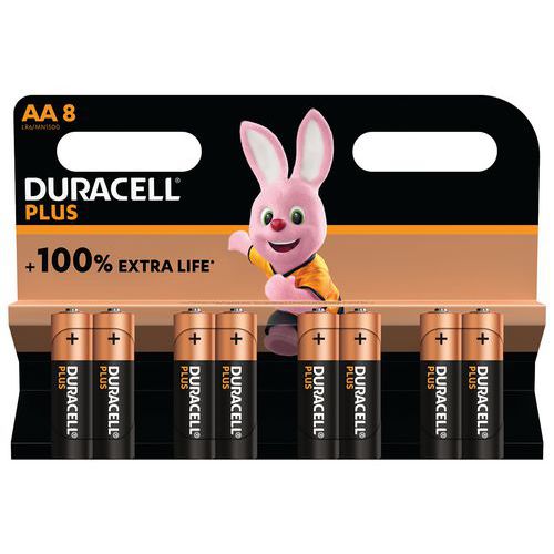 Pile Alcaline AA Plus 100 % - 8 unités - Duracell
