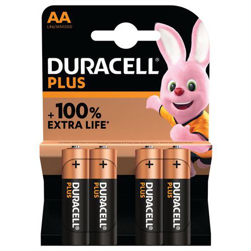 Alkali-Batterie AA Plus 100% - 4 Stück - Duracell