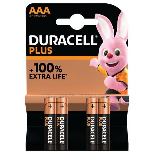 Pile Alcaline AAA Plus 100 % - 4  unités - Duracell