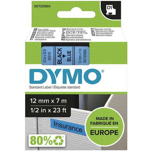 Cassette de ruban D1 largeur 12 mm - Dymo