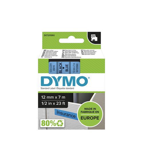 Cassette de ruban D1 largeur 12 mm - Dymo