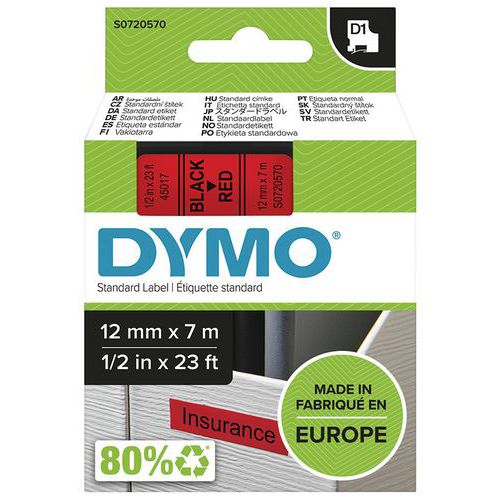 Cassette de ruban D1 largeur 12 mm - Dymo