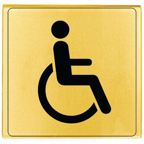 Türschild aus Plexiglas - Behinderten-WC - Gold/Silber - 90 x 90 mm - Novap
