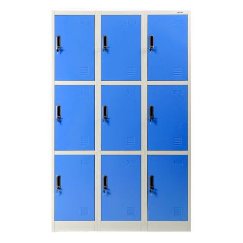 Metallspind, 9 Fächer, blau - Auf Sockel - Manutan Expert Metallspind, 9 Fächer, blau - Auf Sockel - Manutan Expert